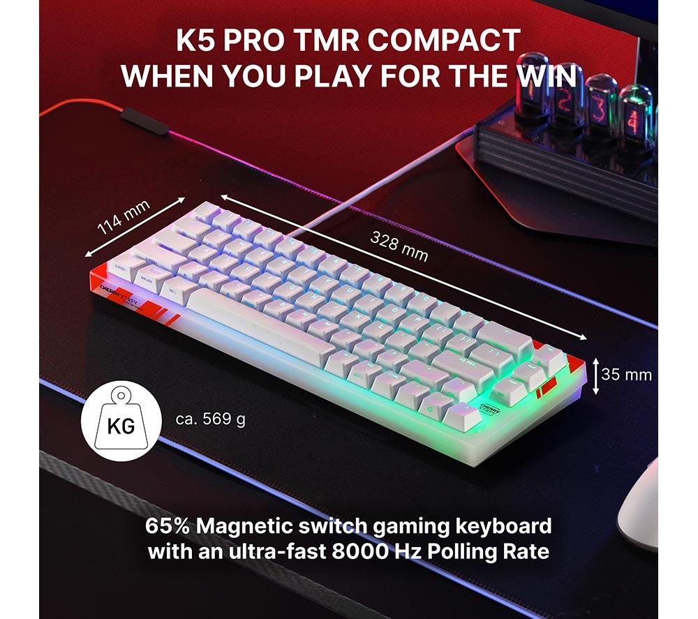 CHERRY XTRFY K5 Pro TMR Compact Mechanical Gaming Keyboard - White image number 13 of 15