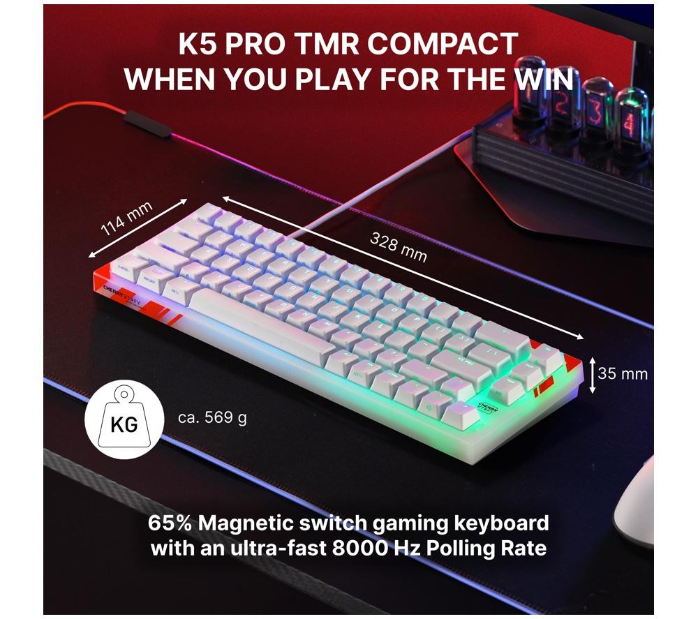 CHERRY XTRFY K5 Pro TMR Compact Mechanical Gaming Keyboard - White image number 14 of 15