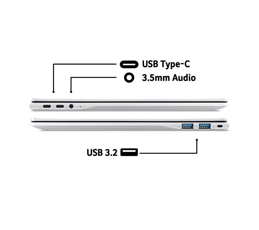 ACER Spin 514 14" 2 in 1 Chromebook Plus - MediaTek Kompanio Ultra 910, 128 GB UFS, Silver image number 11 of 12