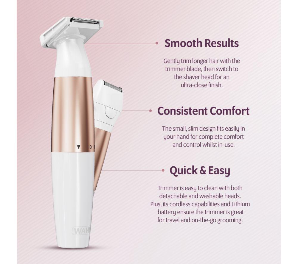 WAHL Trim & Shave Bikini Shaver - White & Rose Gold image number 3 of 6