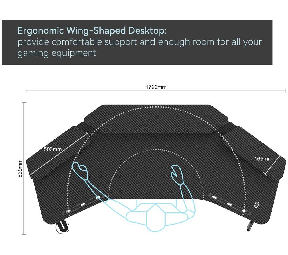 ADX ADXWINGDSK27 RGB Gaming Desk - Black image number 9 of 9