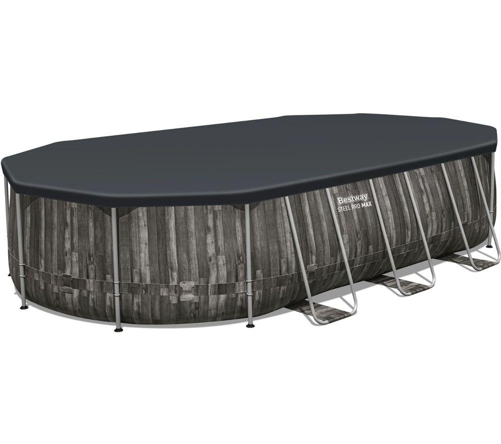 BESTWAY 20ft x 48" Steel Pro Max Steel Oval Swimming Pool &ndash; Grey image number 2 of 6