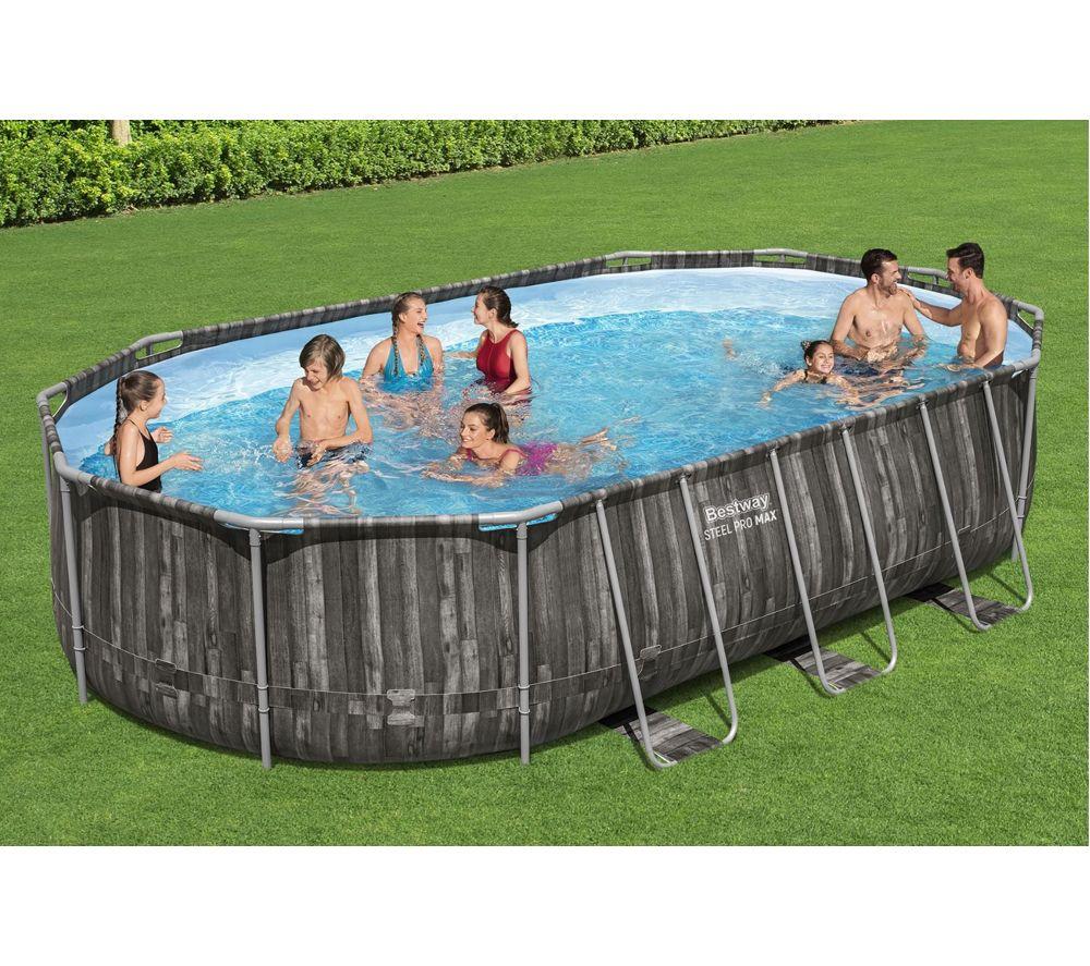 BESTWAY 20ft x 48" Steel Pro Max Steel Oval Swimming Pool &ndash; Grey image number 5 of 6