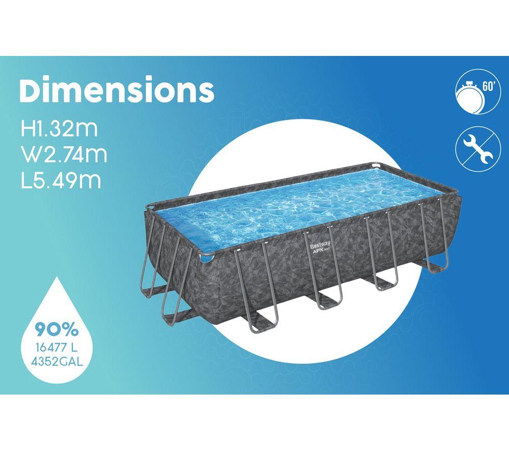 BESTWAY 18ft x 9ft x 52" APX 365 Rectangular Swimming Pool - Grey image number 4 of 8