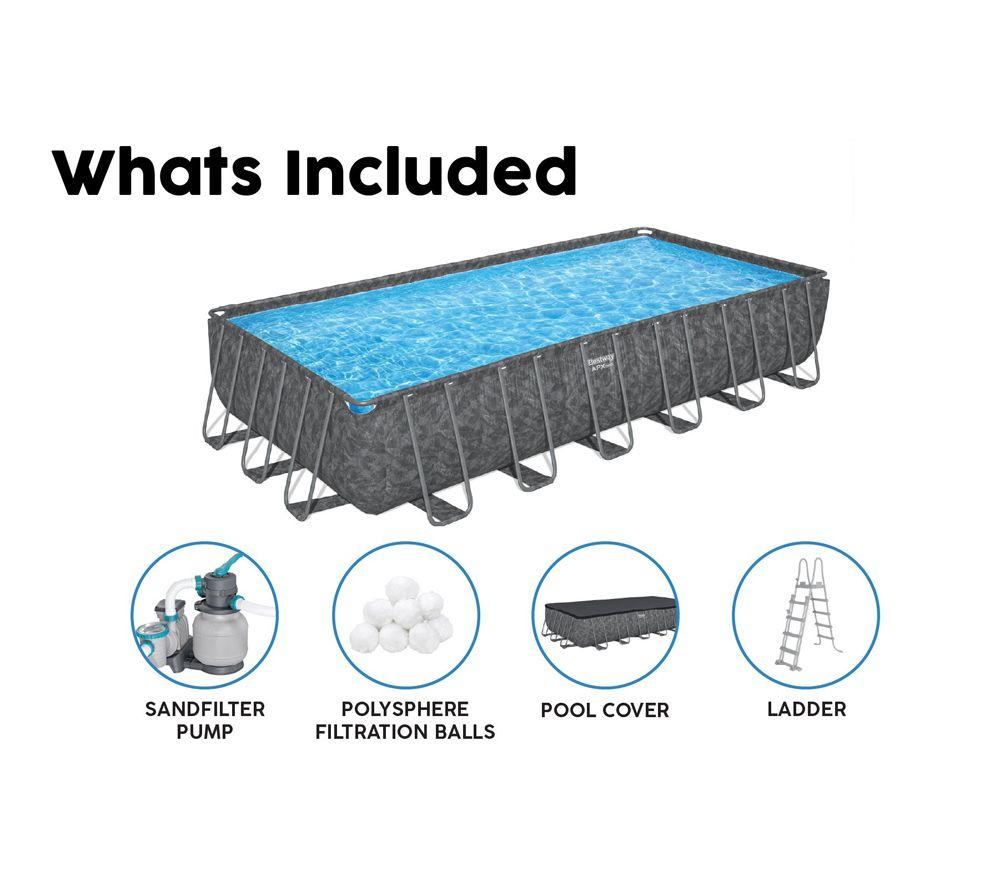 BESTWAY 24ft x 52" APX 365 Rectangular Swimming Pool - Grey image number 2 of 6