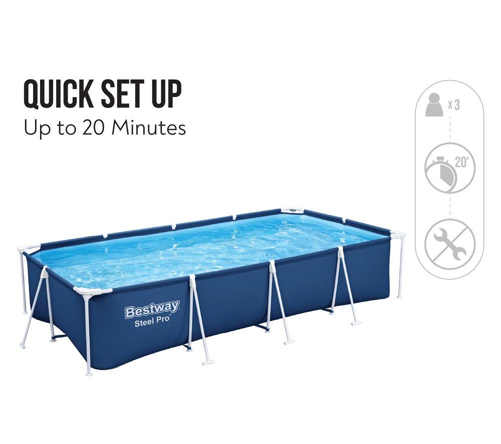 BESTWAY 13.1ft x 32" Steel Pro BW56424GB-23 Rectangle Swimming Pool - Navy Blue image number 7 of 8