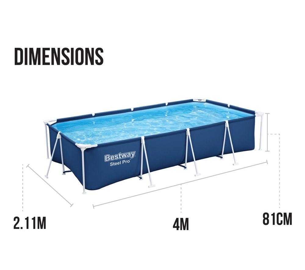 BESTWAY 13.1ft x 32" Steel Pro BW56424GB-23 Rectangle Swimming Pool - Navy Blue image number 8 of 8