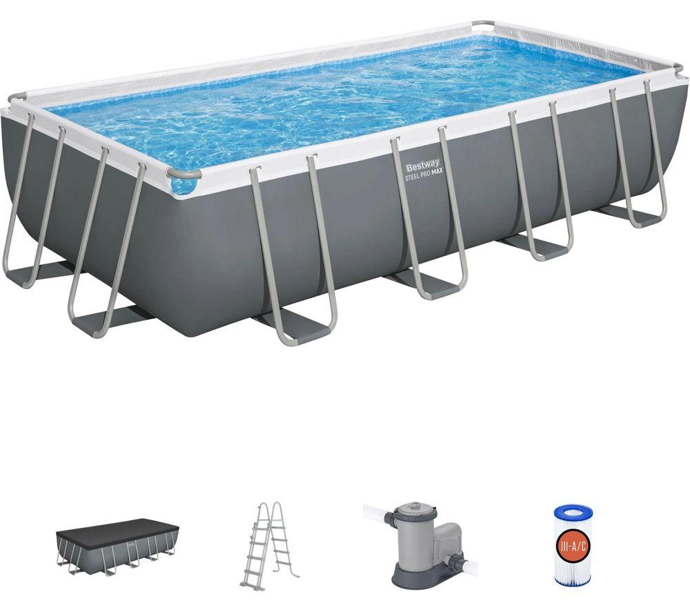 BESTWAY 18ft x 48" Steel Pro MAX Oval Swimming Pool  Grey
