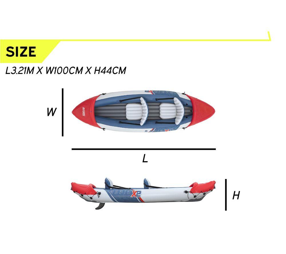BESTWAY Rapid X2 Inflatable Kayak Set - Blue & Red image number 7 of 8