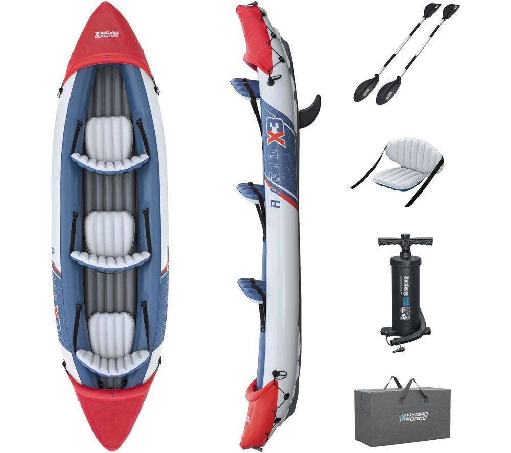 BESTWAY Rapid X3 3 Person Inflatable Kayak Set - Blue & Red