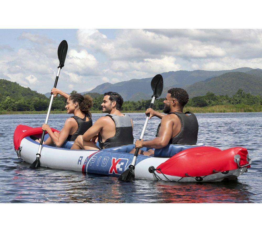 BESTWAY Rapid X3 3 Person Inflatable Kayak Set - Blue & Red image number 4 of 7