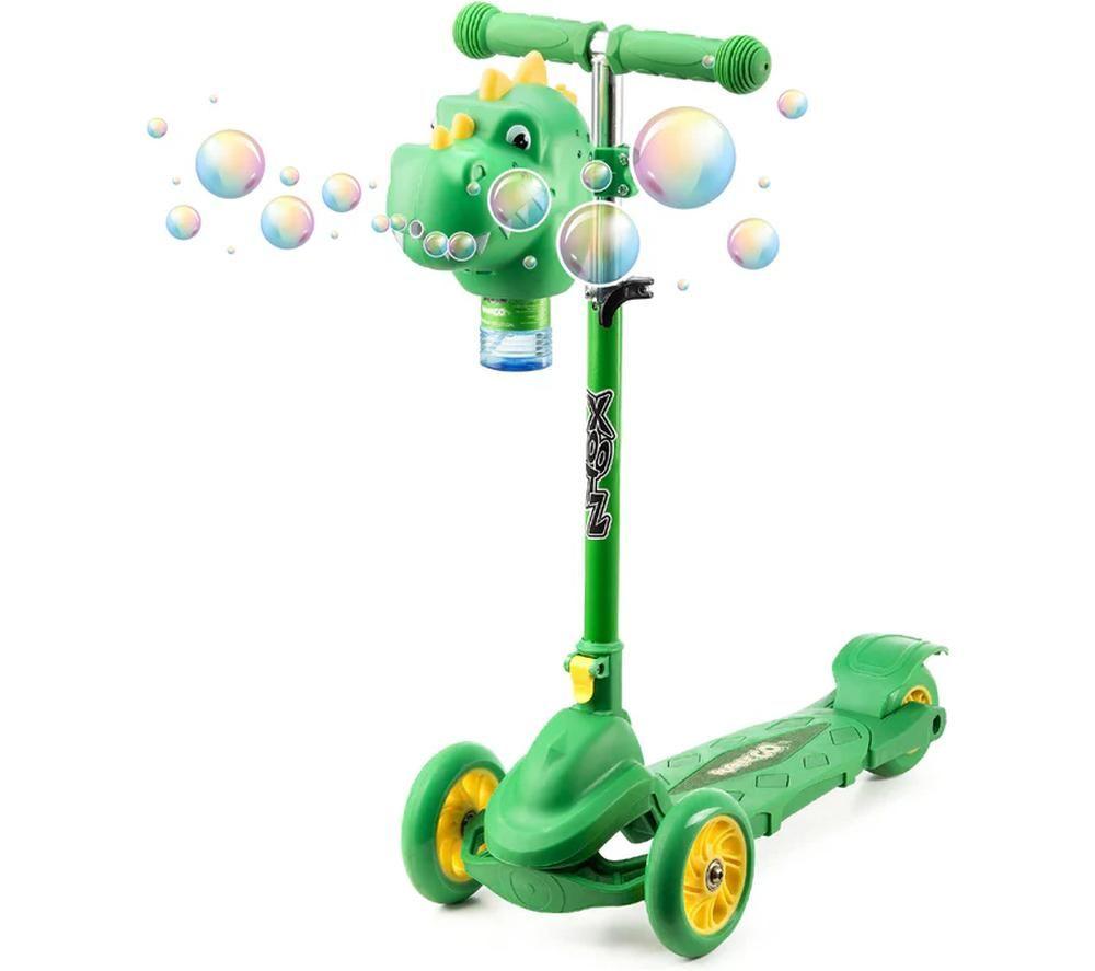 Xootz Bubble Go Dinosaur Tri-Scooter - Green & Yellow, Yellow,Green