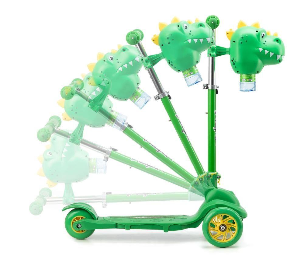 XOOTZ Bubble Go Dinosaur Tri-Scooter - Green & Yellow image number 4 of 8