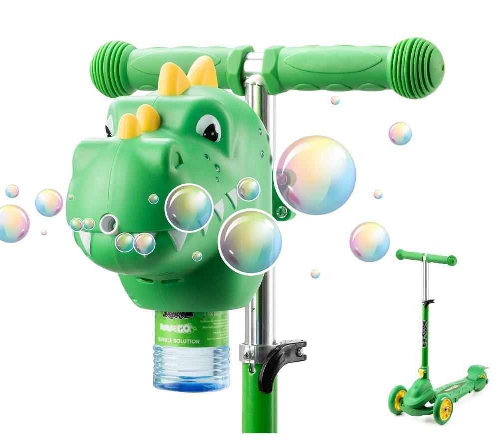 XOOTZ Bubble Go Dinosaur Tri-Scooter - Green & Yellow image number 7 of 8