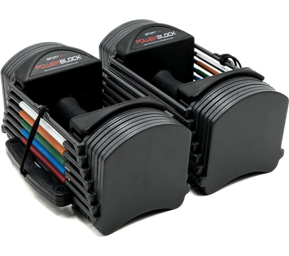 POWERBLOCK Sport 24 Dumbbells - Set of 2, Grey, Silver/Grey
