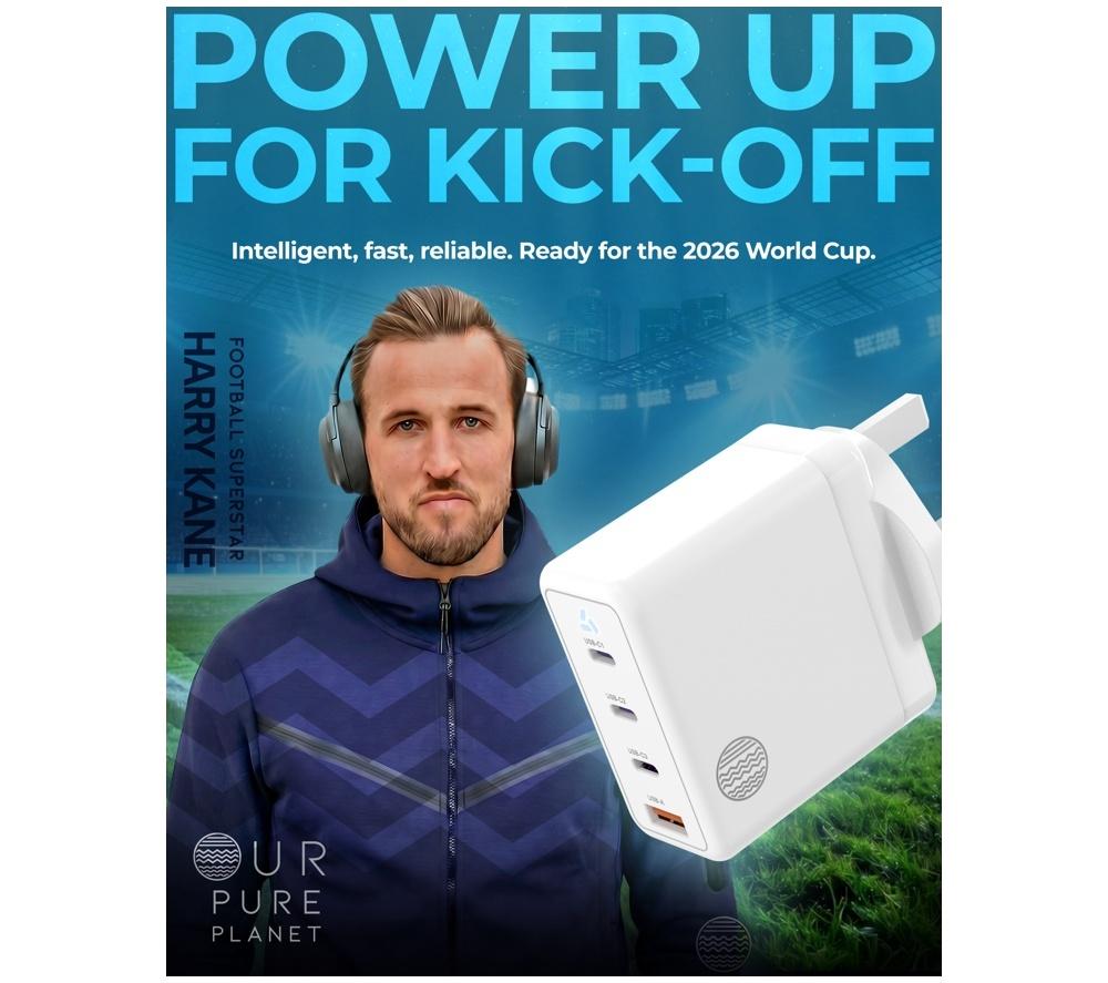 OUR PURE PLANET 4-port 100W GaN Wall Charger - White image number 2 of 2
