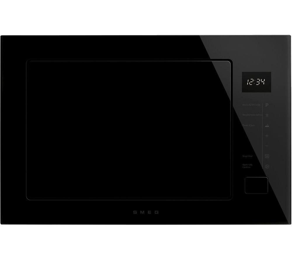 Smeg Fmi225bi Built-In Microwave With Grill - Black, Black