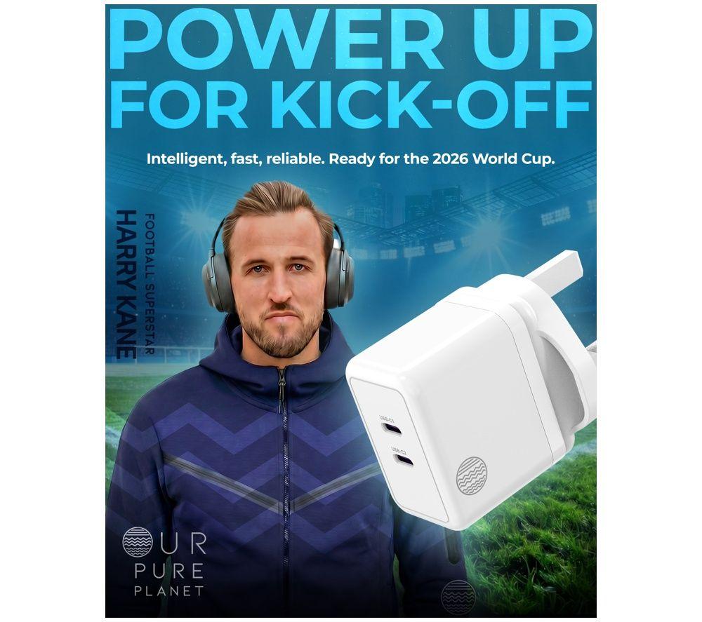 OUR PURE PLANET OPP038 2-Port 45 W GaN Wall Charger - White image number 2 of 2