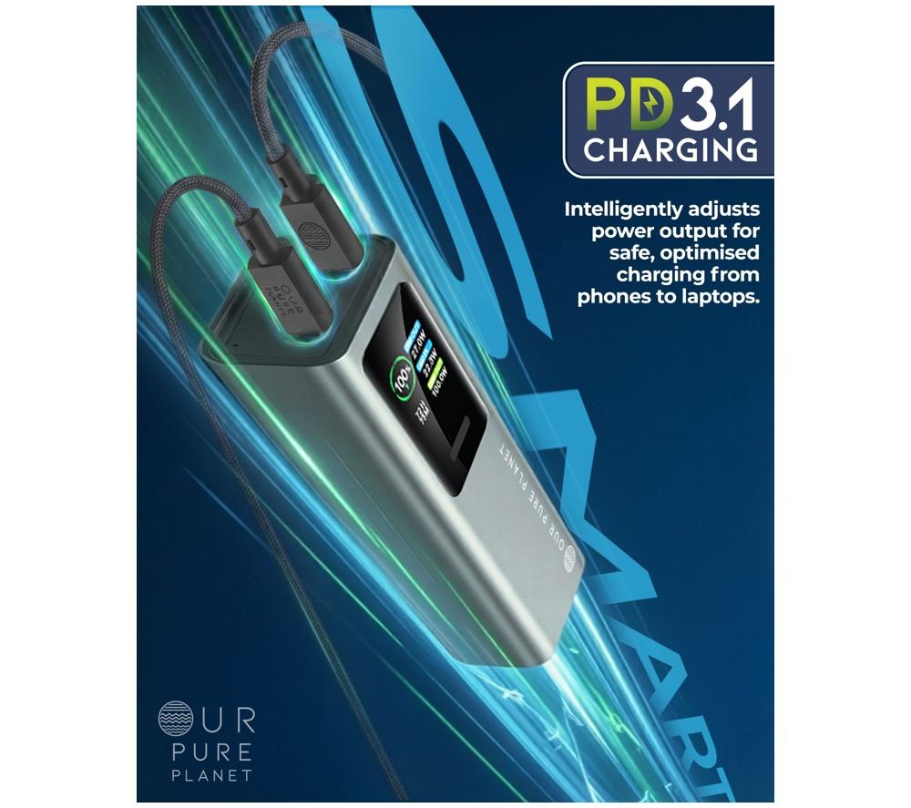 OUR PURE PLANET 27000 mAh 100 W Portable Power Bank - Black image number 5 of 7