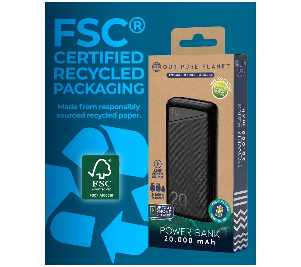 OUR PURE PLANET 20000 mAh Portable Power Bank - Black image number 7 of 8