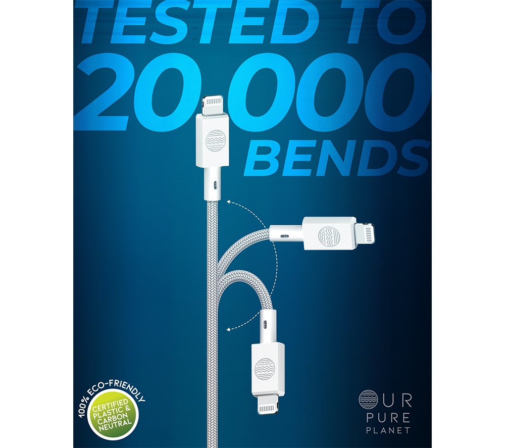 OUR PURE PLANET OPP010 Braided USB to Lightning Cable - 1 m, White image number 3 of 6