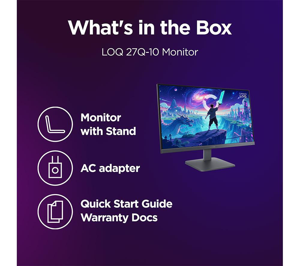 LENOVO LOQ 27Q-10 Quad HD 27" IPS LCD Gaming Monitor - Black image number 8 of 8