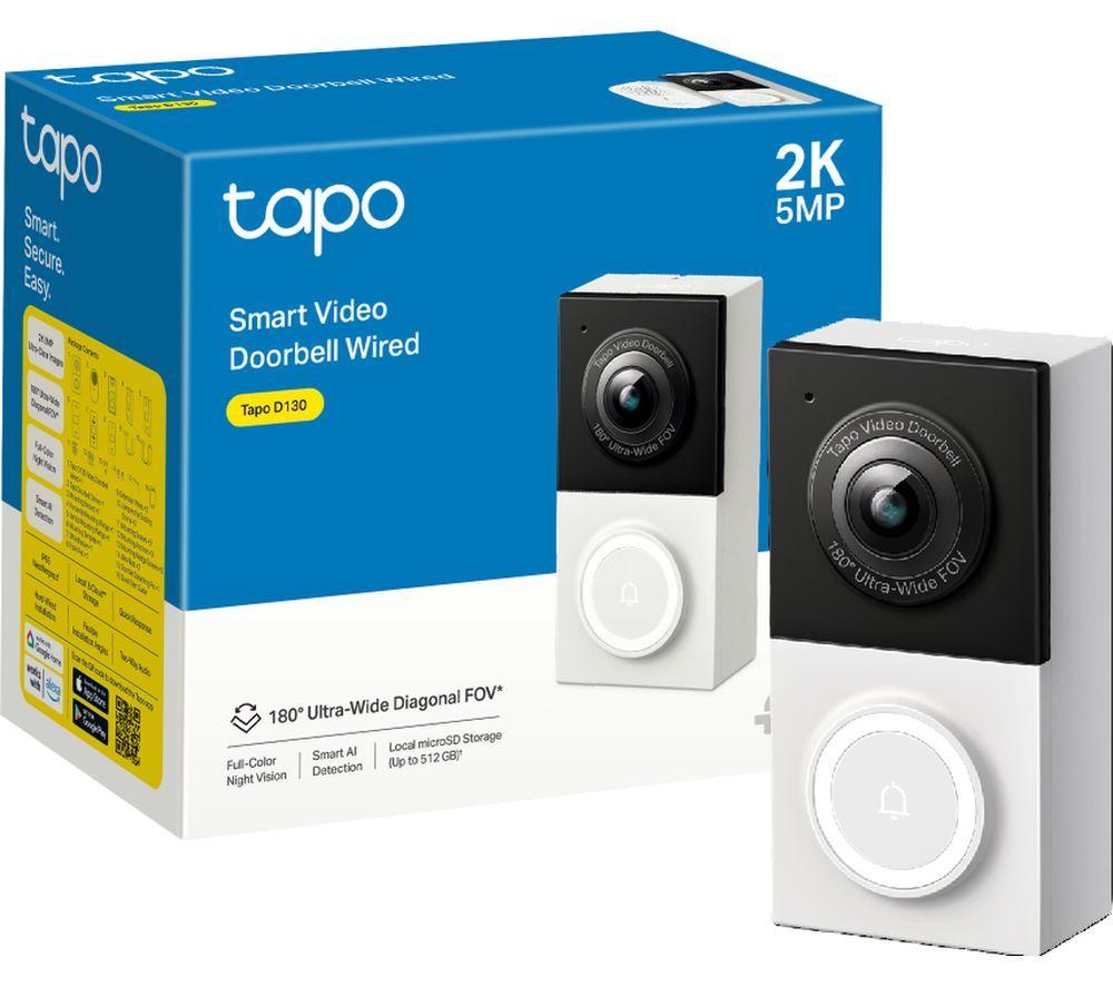 TP-LINK Tapo D130 Smart Wired Video Doorbell with Chime - Black & White image number 2 of 5