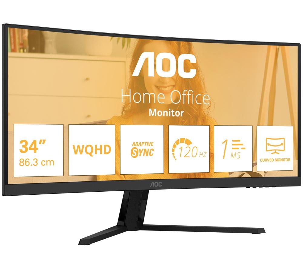 AOC CU34B3E Wide Quad HD 34" Curved VA WLED Monitor - Black image number 8 of 13