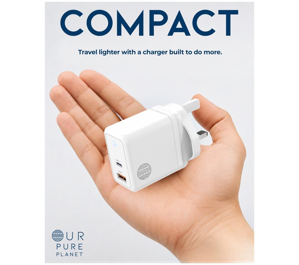 OUR PURE PLANET OPP014 35W GaN USB-A + USB-C Wall Charger - White image number 3 of 5