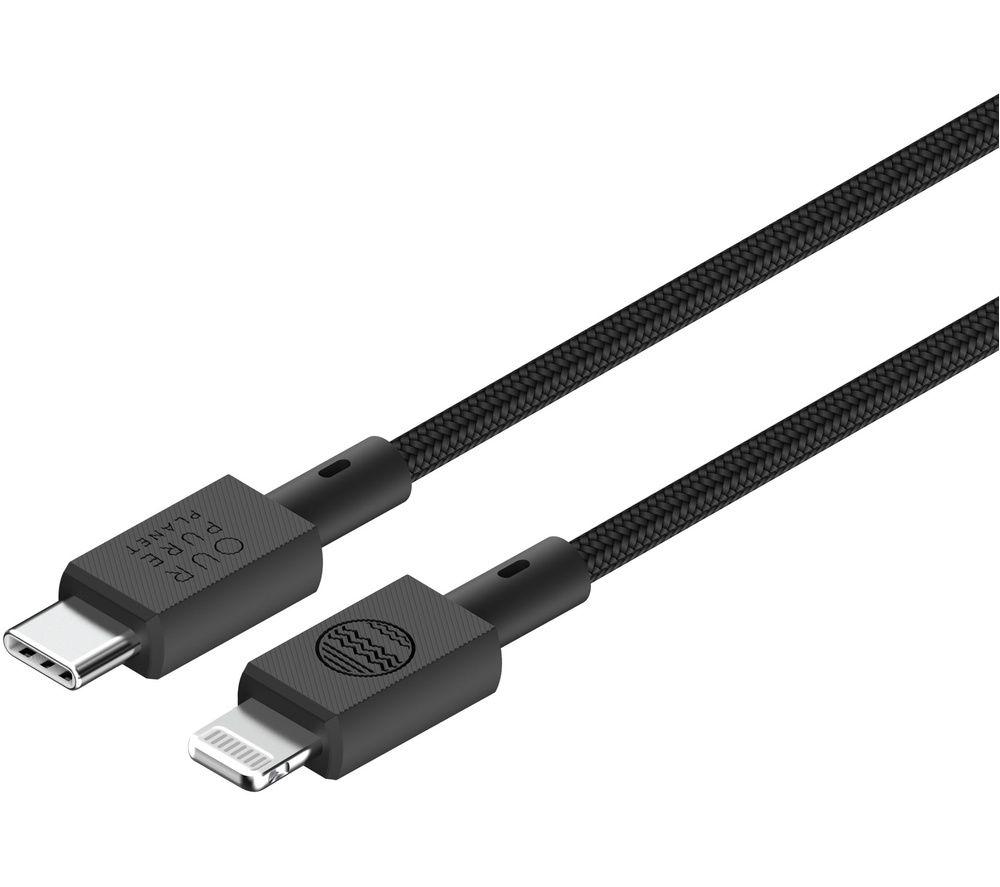 OUR PURE PLANET OPP080 Braided USB Type-C to Lightning Cable - 1 m, Black