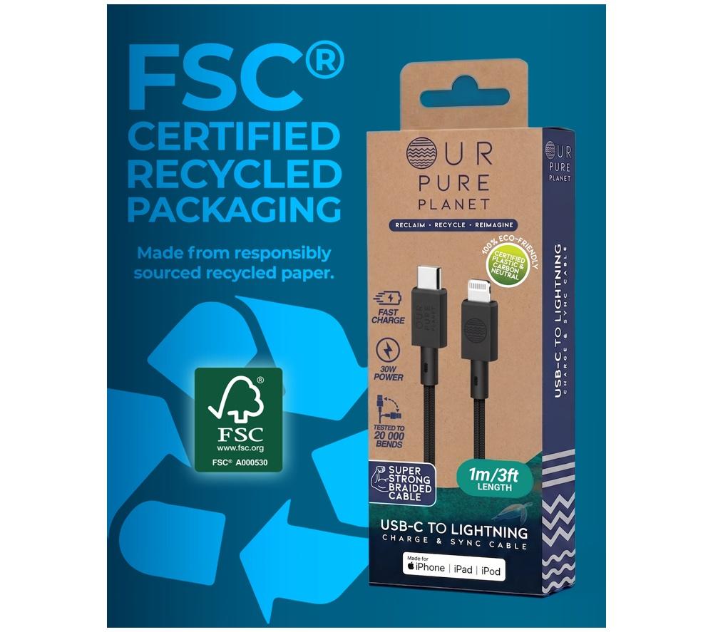 OUR PURE PLANET OPP080 USB Type-C to Lightning Braided Cable - 1 m image number 8 of 8