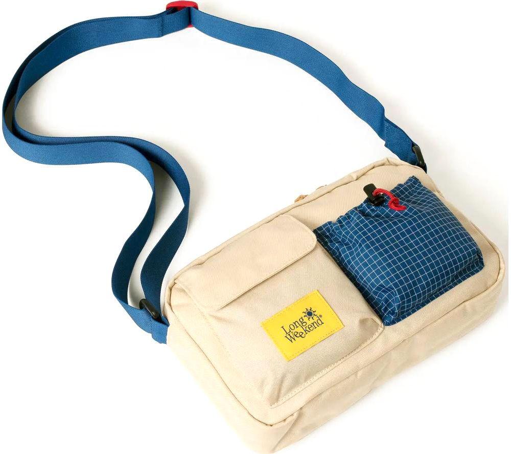 LONG WEEKEND Santa Fe Shoulder Camera Bag - Beige & Blue image number 2 of 5