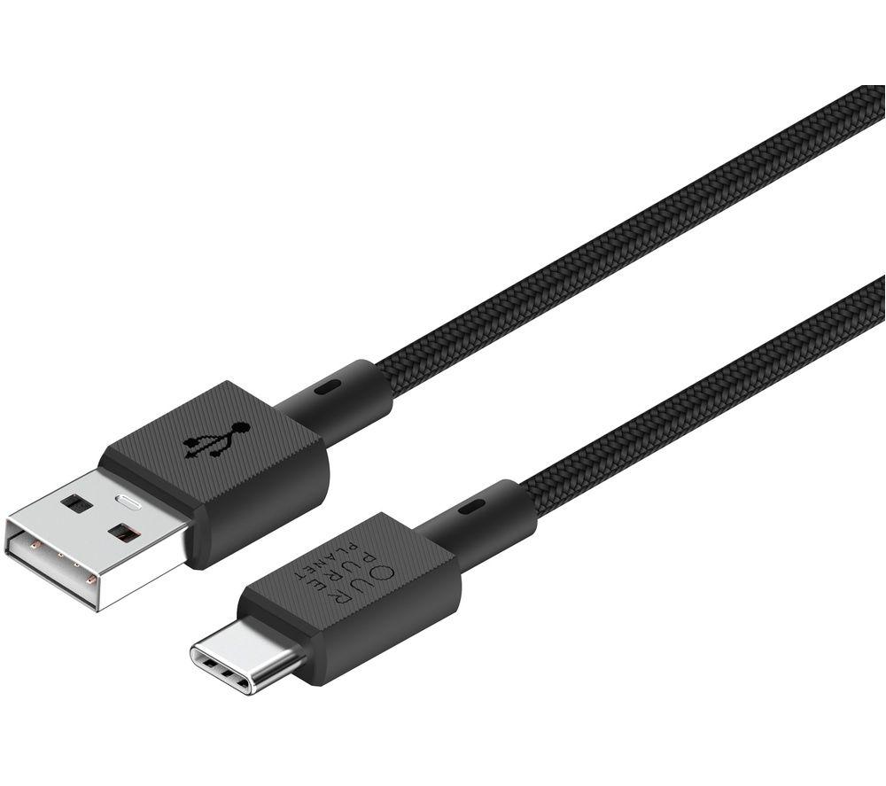 OUR PURE PLANET OPP029 Braided USB-A to USB-C Cable - 2 m, Black