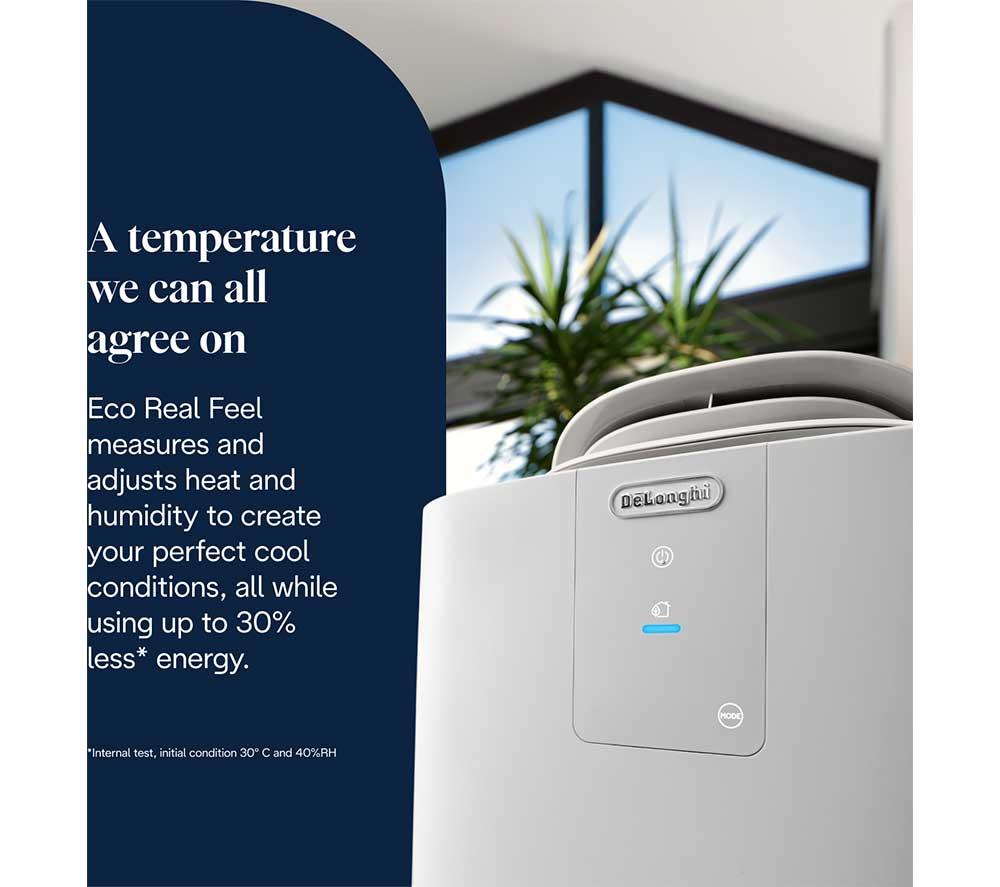 DELONGHI Pinguino AP98 GentleJet 11500 BTU Portable Air Conditioner, Fan & Dehumidifier - White image number 3 of 10