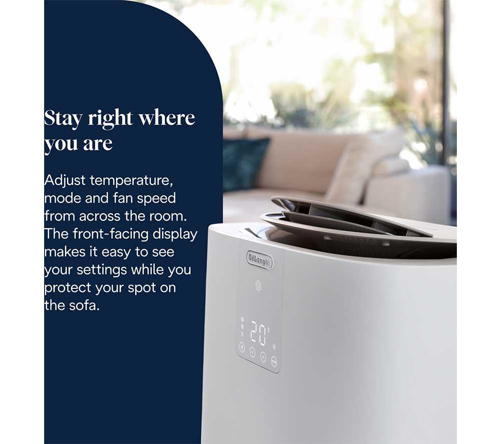 DELONGHI Pinguino AP98 GentleJet 11500 BTU Portable Air Conditioner, Fan & Dehumidifier - White image number 6 of 10