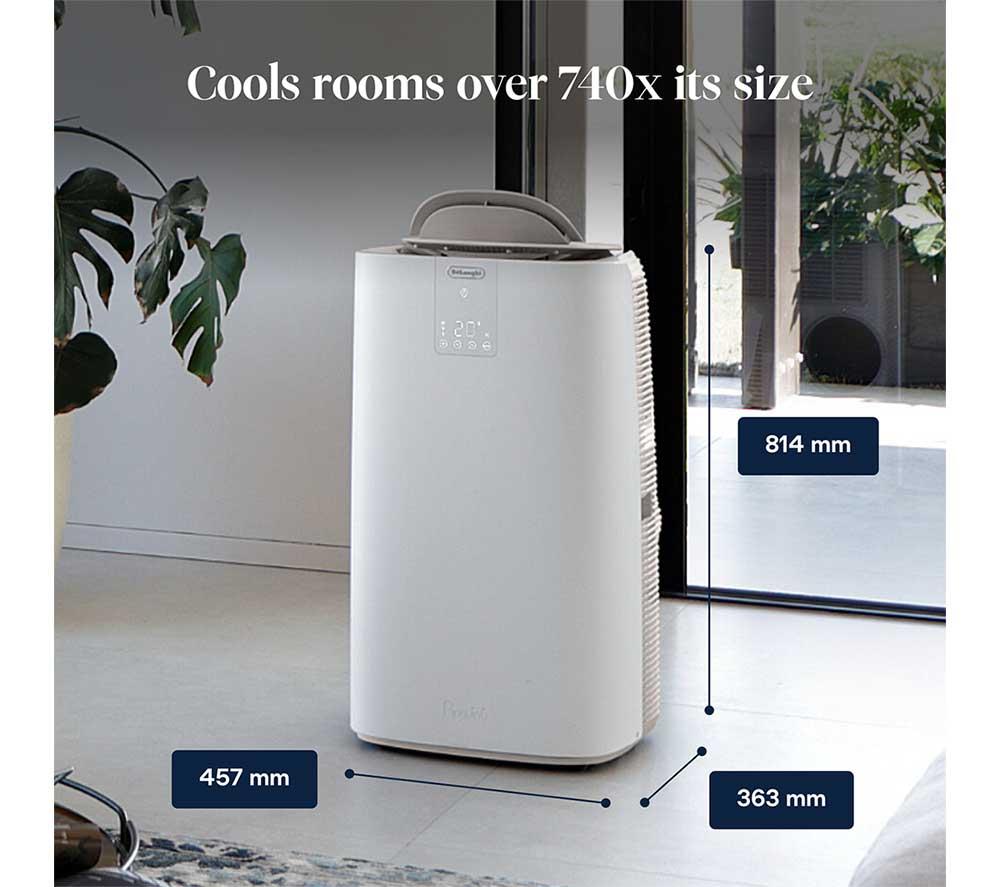 DELONGHI Pinguino AP98 GentleJet 11500 BTU Portable Air Conditioner, Fan & Dehumidifier - White image number 9 of 10
