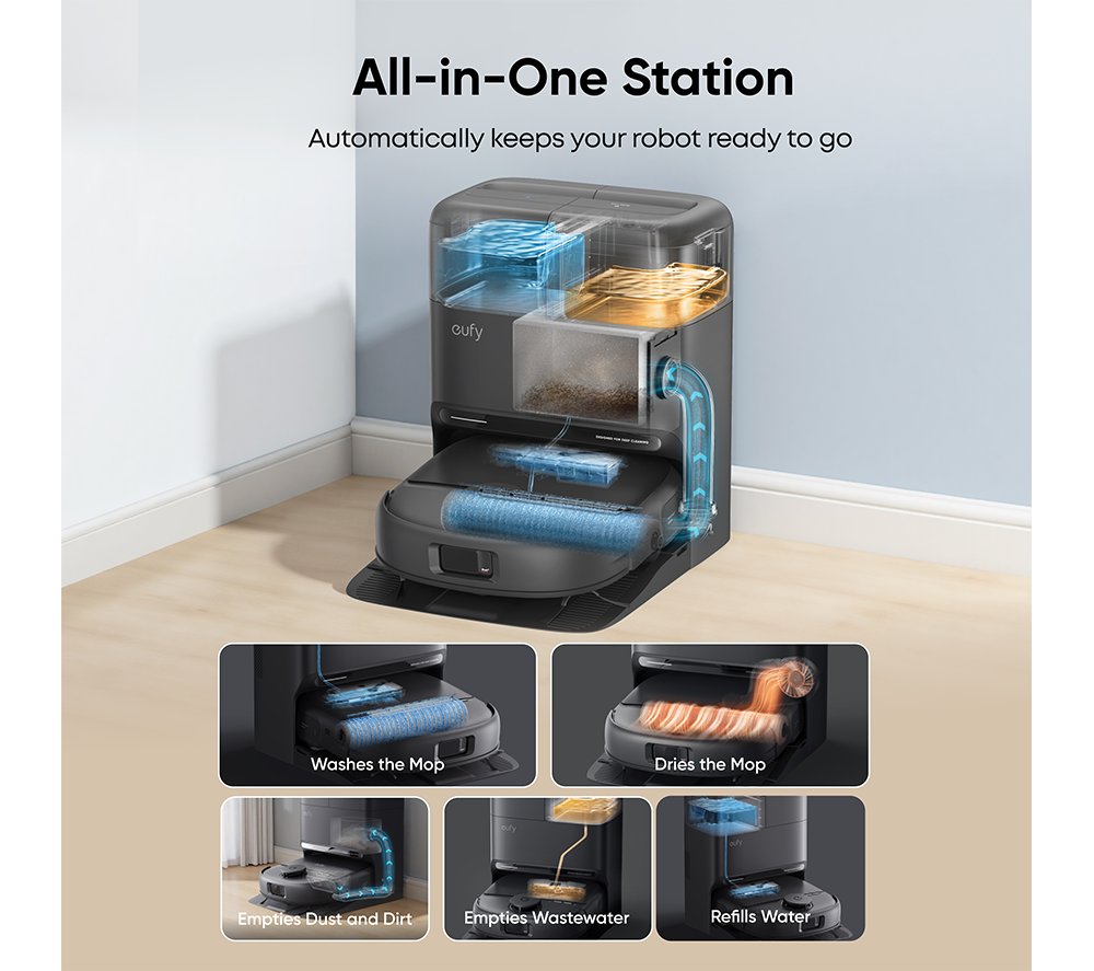 EUFY Omni C28 Pro Robot Vacuum & Mop with All-in-One Station & Accessory Kit - Black image number 7 of 10
