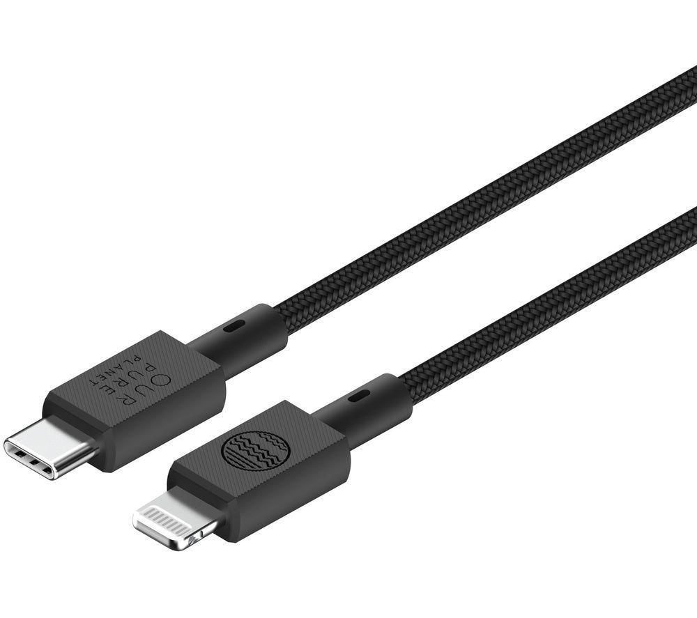 OUR PURE PLANET OPP073 Braided USB Type-C to Lightning Cable - 2 m, Black, Black