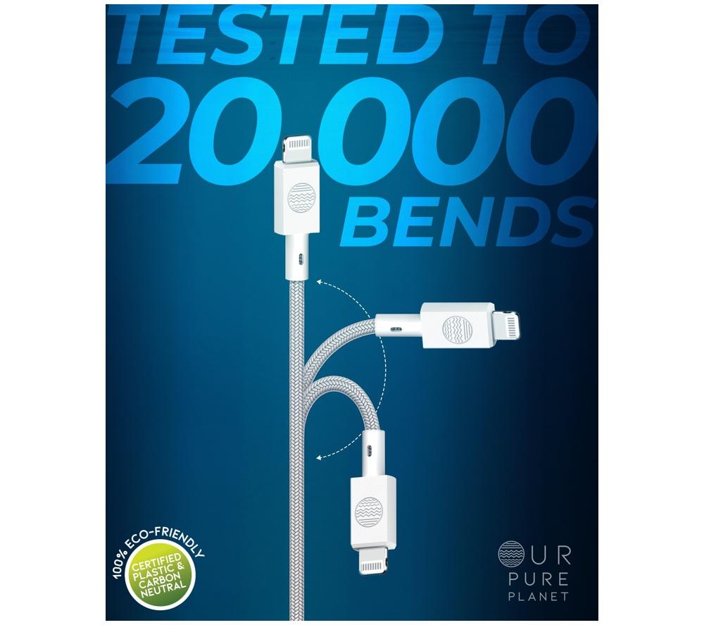 OUR PURE PLANET OPP001 Braided USB to Lightning Cable - 2 m, White image number 4 of 7