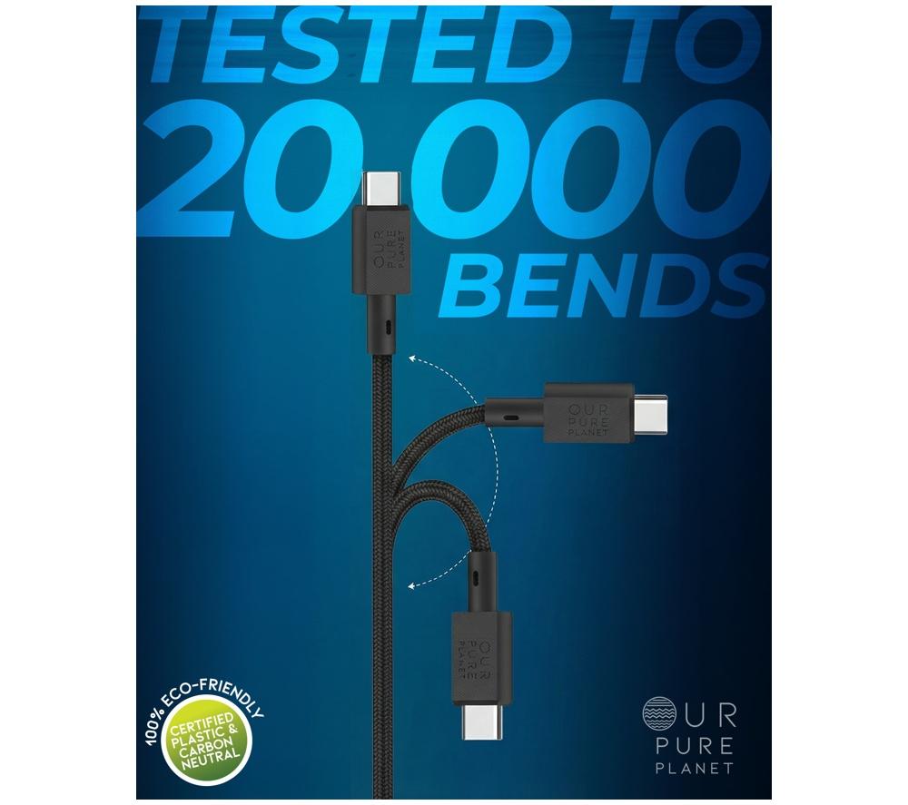 OUR PURE PLANET OPP024 Braided USB-A to USB-C Cable - 1 m, Black image number 3 of 7