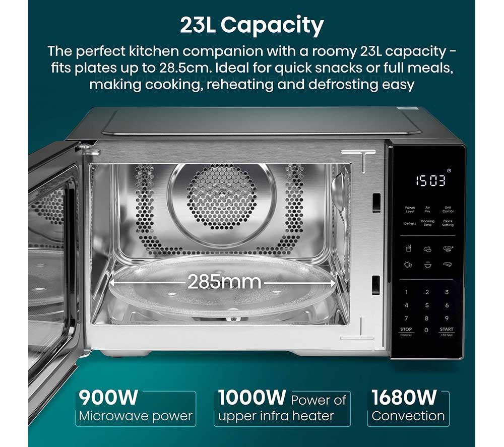 HISENSE H23MOBS5HCUK 4-in-1 Compact Air Fryer Microwave with Grill - Black image number 3 of 22