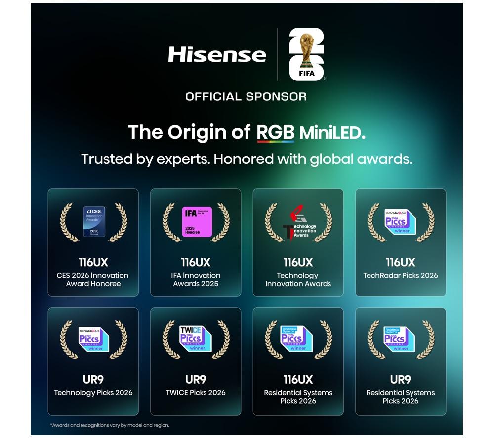 HISENSE 75UR9STUK 75" Smart 4K Ultra HD HDR RGB Mini LED TV image number 4 of 15
