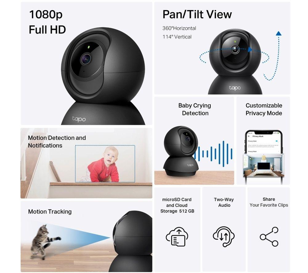 TP-LINK Tapo C201 Full HD 1080p WiFi Security Camera - Black image number 5 of 5
