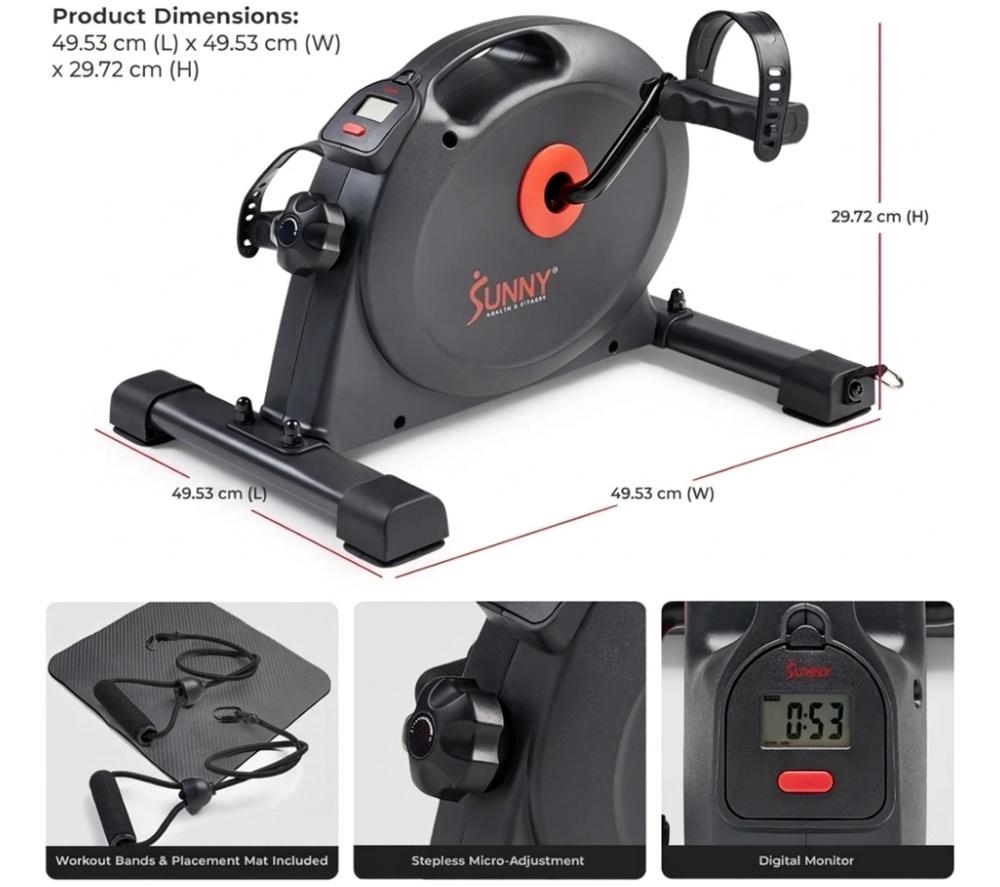 SUNNY HEALTH SF-B0418SMART Smart Mini Exercise Bike - Black image number 11 of 12