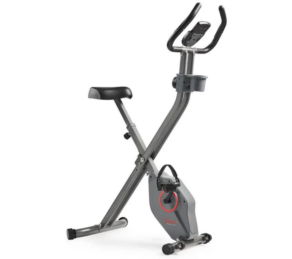 Sunny Health Foldable Magnetic X Bike, Silver/Grey