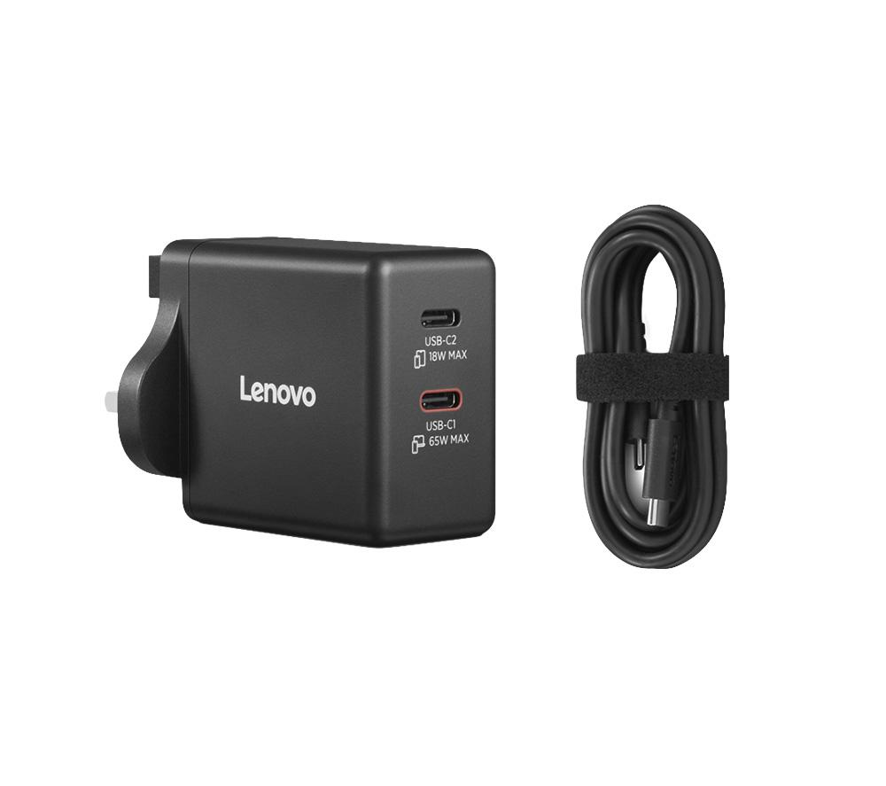 LENOVO Dual GaN 65 W USB Type-C Power Adapter - Black