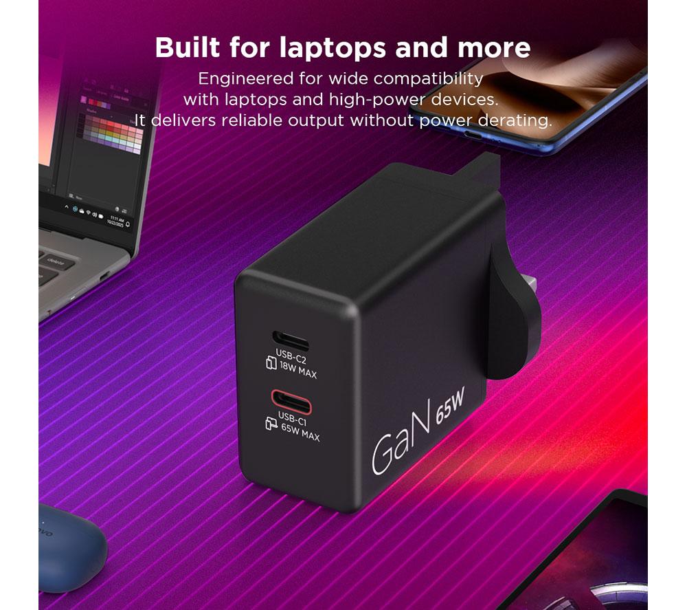 LENOVO 65 W GaN Dual USB Type-C Power Adapter image number 7 of 10