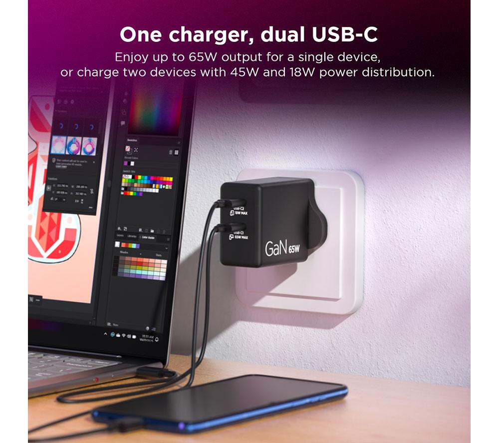 LENOVO 65 W GaN Dual USB Type-C Power Adapter image number 9 of 10