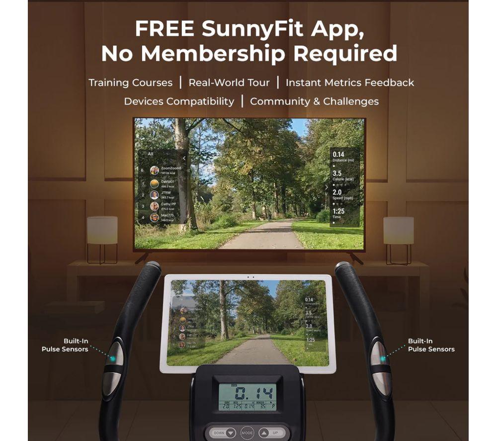 SUNNY HEALTH 16-Level Magnetic Resistance Upright Bike with workout bands - Black image number 6 of 6
