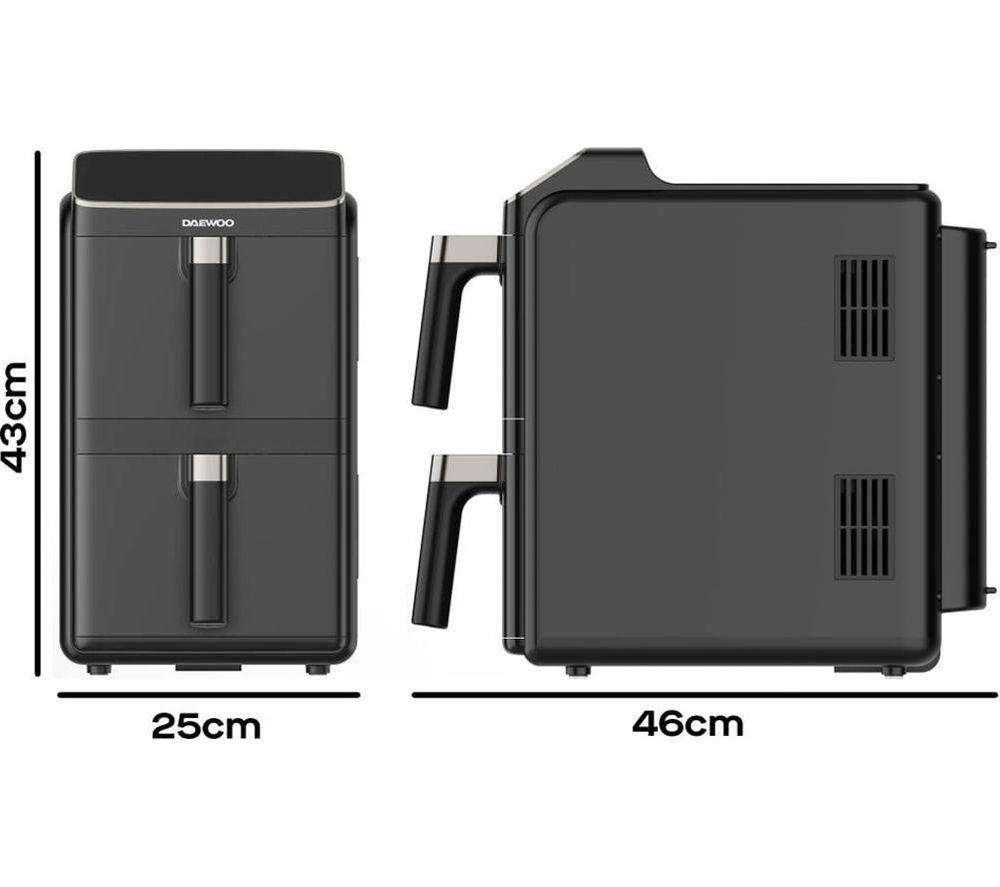DAEWOO SDA2916GE Dual Basket Air Fryer - Black image number 2 of 5